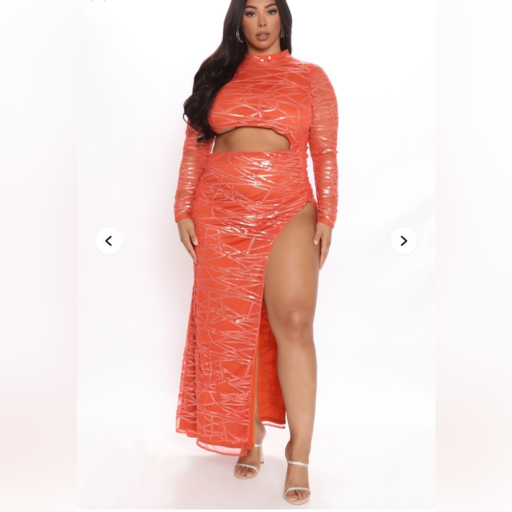 Fashion Nova Vibrant Orange Maxi Skirt